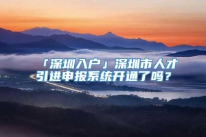 「深圳入户」深圳市人才引进申报系统开通了吗？