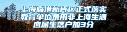 上海临港新片区正式落实教育单位录用非上海生源应届生落户加3分