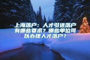 上海落户：人才引进落户有哪些要求？哪些单位可以办理人才落户？