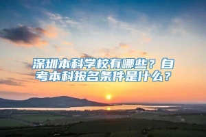 深圳本科学校有哪些？自考本科报名条件是什么？