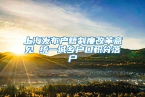上海发布户籍制度改革意见 统一城乡户口积分落户