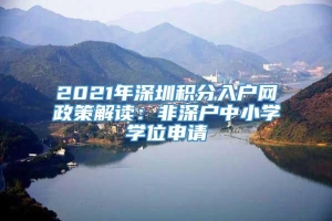 2021年深圳积分入户网政策解读：非深户中小学学位申请
