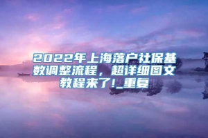 2022年上海落户社保基数调整流程，超详细图文教程来了!_重复