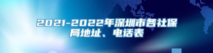 2021-2022年深圳市各社保局地址、电话表