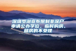 深圳罗湖宣布限制非深户申请公办学位，临时购房、租房的不受理