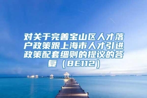 对关于完善宝山区人才落户政策跟上海市人才引进政策配套细则的提议的答复（8E112）