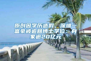 原创因学历造假，深圳一富豪被追回博士学位：身家逾20亿元