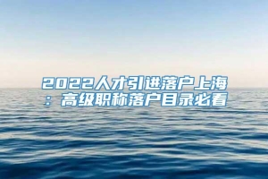 2022人才引进落户上海：高级职称落户目录必看
