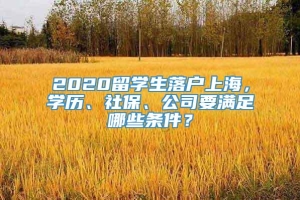 2020留学生落户上海，学历、社保、公司要满足哪些条件？