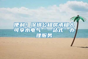 便利！深圳公租房承租人可享水电气“一站式”办理服务