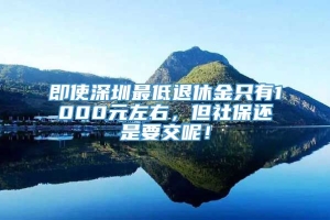 即使深圳最低退休金只有1000元左右，但社保还是要交呢！