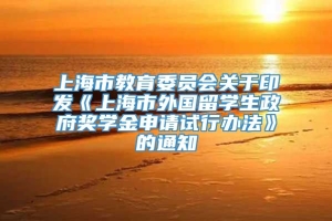 上海市教育委员会关于印发《上海市外国留学生政府奖学金申请试行办法》的通知