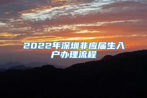 2022年深圳非应届生入户办理流程