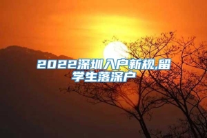 2022深圳入户新规,留学生落深户