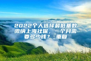 2022个人选择最低基数缴纳上海社保，一个月需要多少钱？_重复