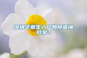 深圳毕业生入户如何查询档案？