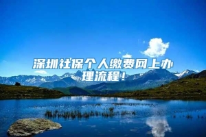 深圳社保个人缴费网上办理流程！