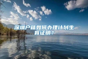 深圳户籍如何办理计划生育证明？