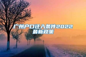 广州户口迁入条件2022最新政策