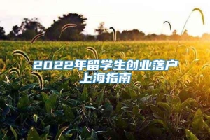 2022年留学生创业落户上海指南