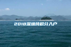 2018深圳纯积分入户