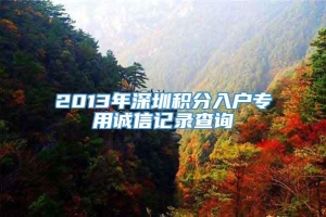 2013年深圳积分入户专用诚信记录查询