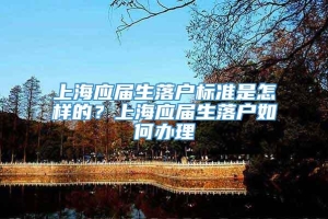 上海应届生落户标准是怎样的？上海应届生落户如何办理