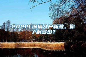 2021年深圳入户新政，你了解多少？
