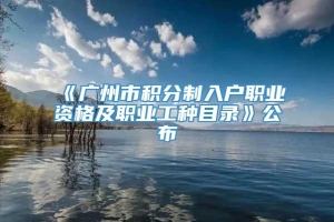 《广州市积分制入户职业资格及职业工种目录》公布
