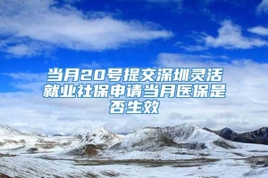 当月20号提交深圳灵活就业社保申请当月医保是否生效