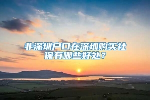 非深圳户口在深圳购买社保有哪些好处？