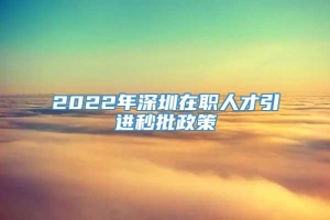 2022年深圳在职人才引进秒批政策