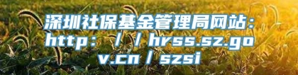 深圳社保基金管理局网站：http：／／hrss.sz.gov.cn／szsi