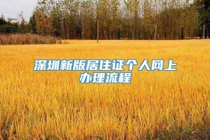 深圳新版居住证个人网上办理流程