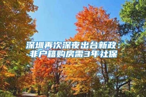 深圳再次深夜出台新政：非户籍购房需3年社保