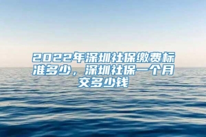 2022年深圳社保缴费标准多少，深圳社保一个月交多少钱