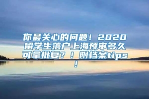 你最关心的问题！2020留学生落户上海预审多久可拿批复？！附档案tips！