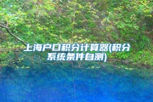 上海户口积分计算器(积分系统条件自测)