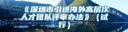 《深圳市引进海外高层次人才团队评审办法》（试行）