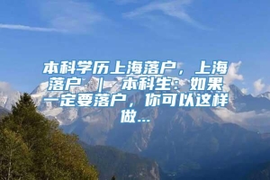本科学历上海落户，上海落户 ｜ 本科生：如果一定要落户，你可以这样做...