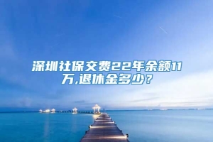深圳社保交费22年余额11万,退休金多少？