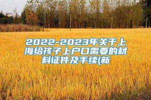 2022-2023年关于上海给孩子上户口需要的材料证件及手续(新