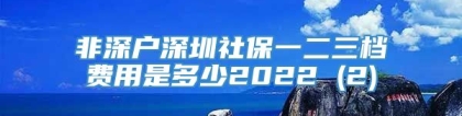 非深户深圳社保一二三档费用是多少2022 (2)