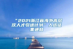 “2021浙江省海外高层次人才引进计划”人选征集通知