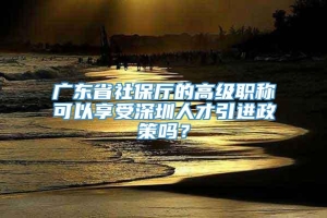 广东省社保厅的高级职称可以享受深圳人才引进政策吗？