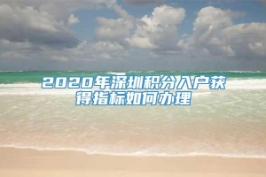 2020年深圳积分入户获得指标如何办理