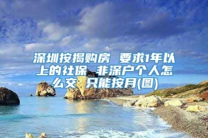深圳按揭购房 要求1年以上的社保 非深户个人怎么交 只能按月(图)
