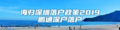 海归深圳落户政策2019鹏通深户落户