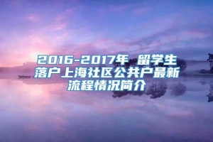 2016-2017年 留学生落户上海社区公共户最新流程情况简介