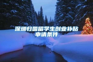深圳归国留学生创业补贴申请条件